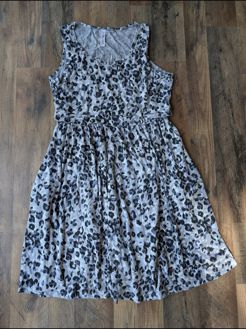 Latched Mama Grey and Black Leopard Print Sleeveless Dress